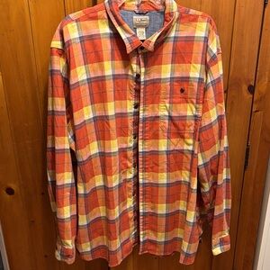L.L. Bean Vibrant Plaid Shirt in Orange and Yellow